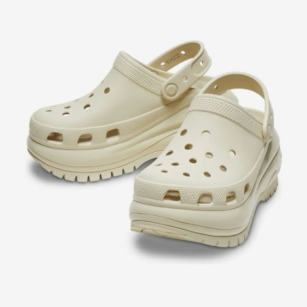 CROCS Clogs Shoes MEGA CRUSH Mules Bone Cream White Women’s Size 11  Men 9